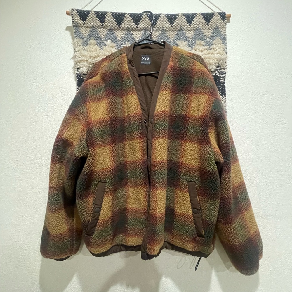 Zara Men's Brown and Multicolor Jacket